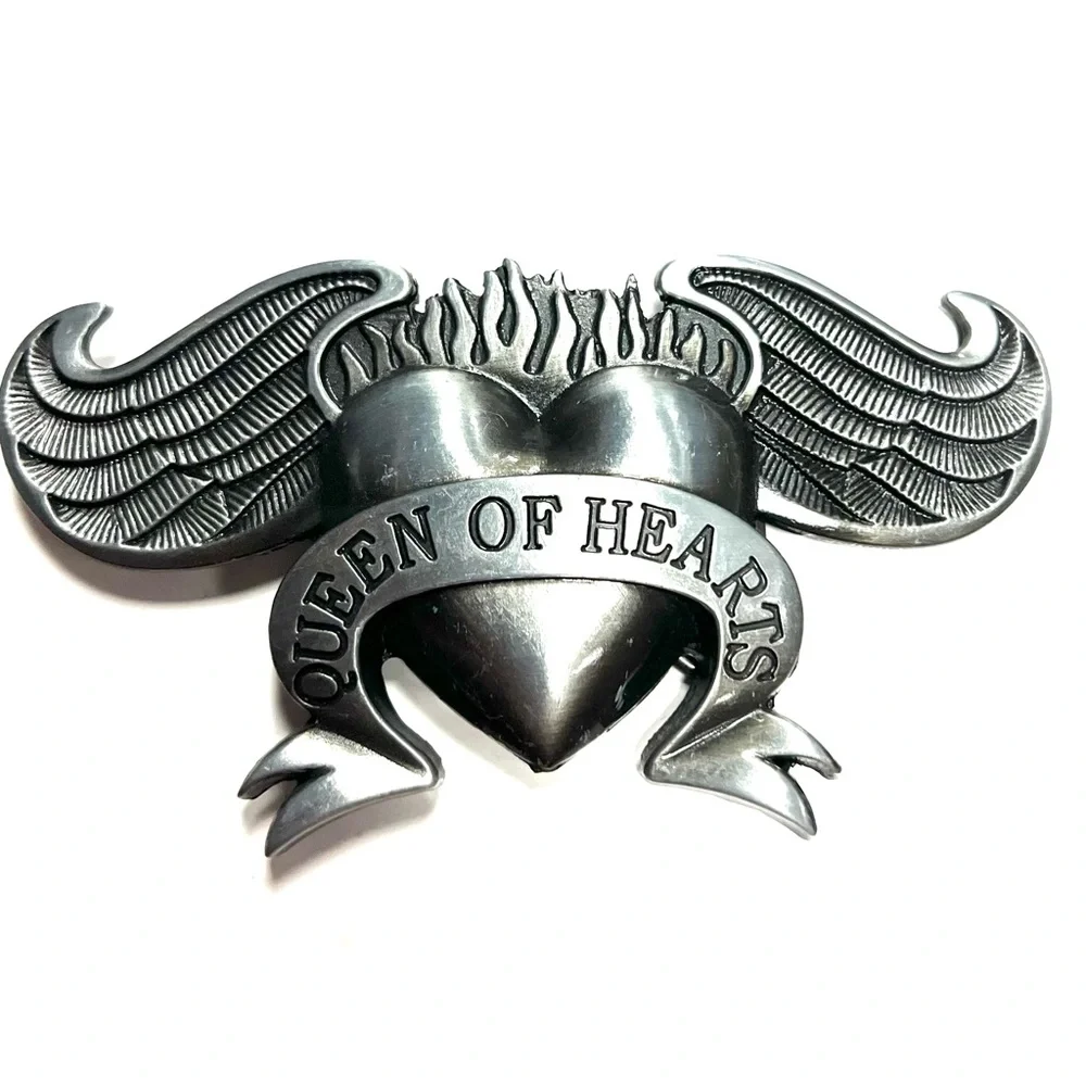 Queen Of Hearts Silver Mens Fashion Belt Buckle